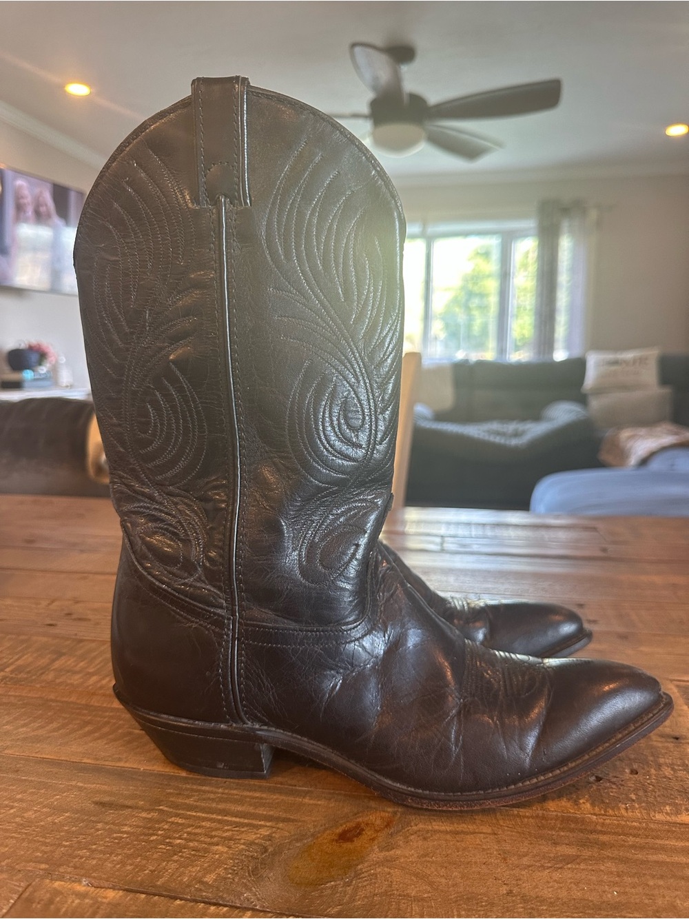 Code West Black Leather Western Cowboy Boots Size 9.5